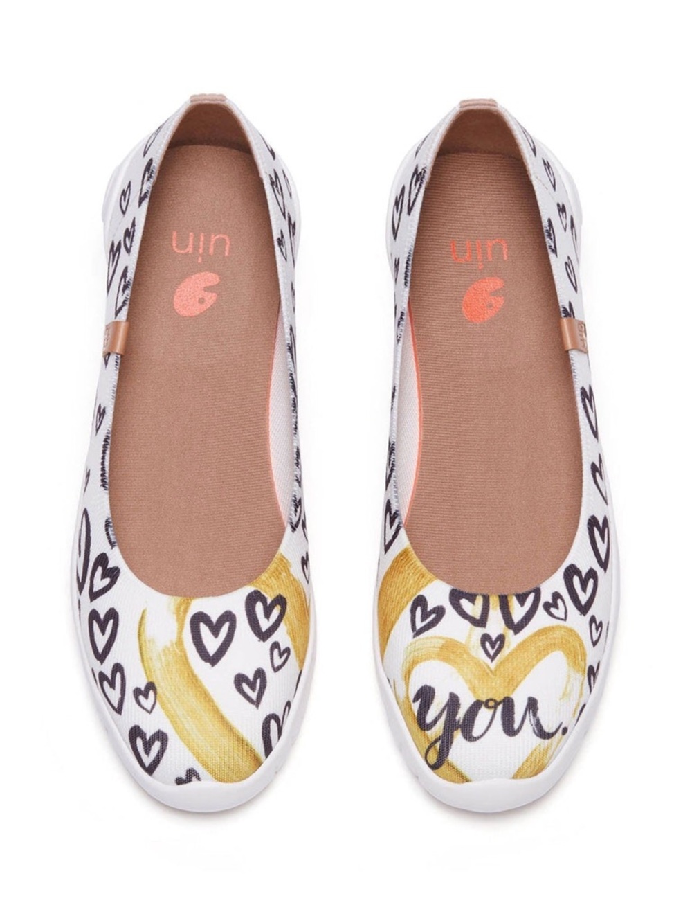 Women’s Size 10.5 UIN Te Amo Art Hearts Flats Slip-On Comfy Shoes Knitted